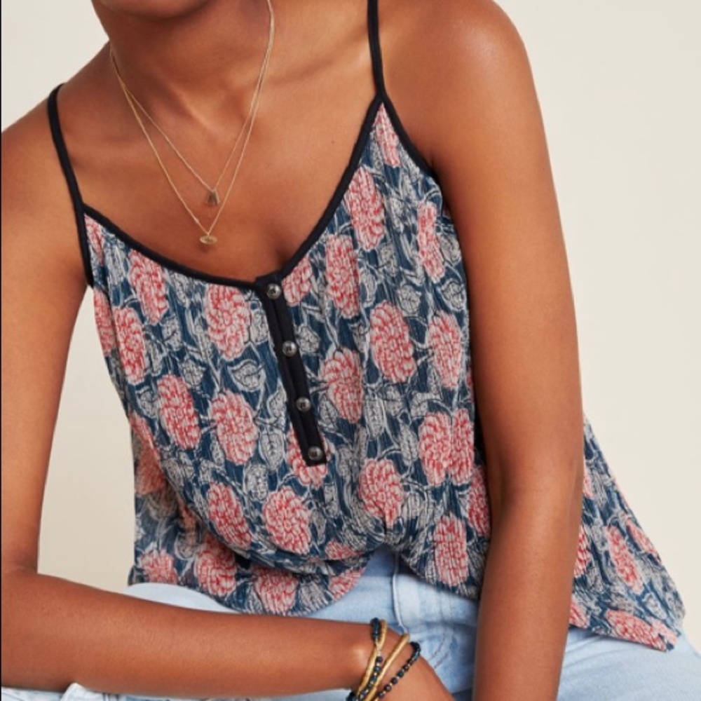 Anthropologie Tati Textured Shimmer Tank